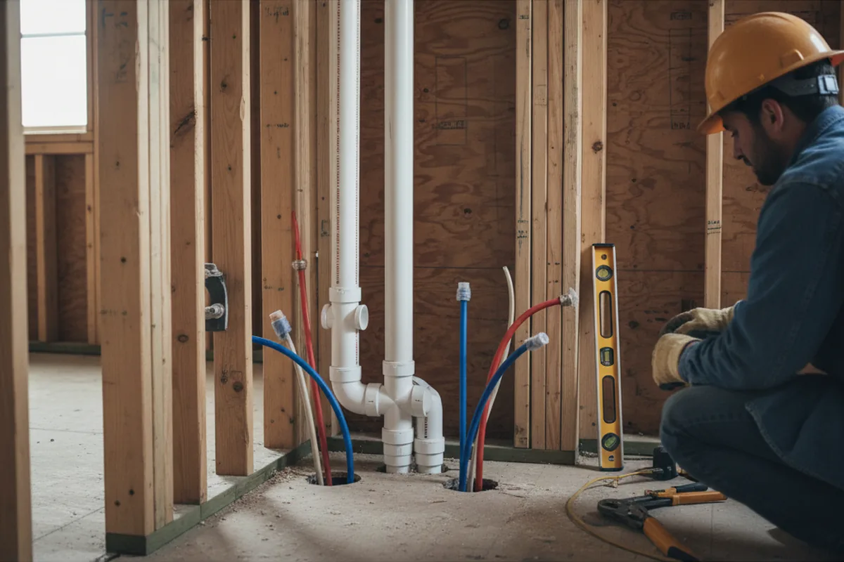 Drain and supply rough-in during Leak Detection in Bullard