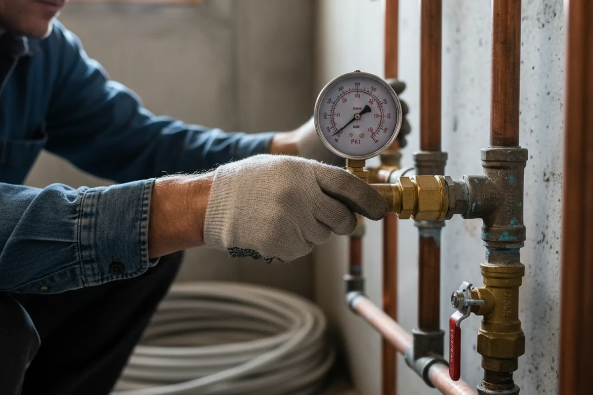 Pressure testing a repaired line during Water Line Repair in Bullard